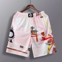 Personality Trendy Basketball Shorts Adult Zipper Pockets Sports Shorts Training Running Board Monkey King Print Short Pants