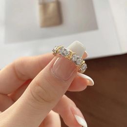 Cluster Rings S925 Sterling Silver Ring Female Minority Personality X Gold Plated Two Tone Diamonds Retro Style Jewellery Women