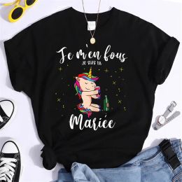 Temoin De La Mariee French Print T Shirt Unicorn Bride Bachelorette Party T-shirt Bridal Shower Wedding Party Bridesmaid Tee Top