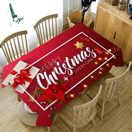 Table Cloth Rectangle Tablecloth Christmas Snow Elk Linen Stain Resistant Kitchen Decoration Year