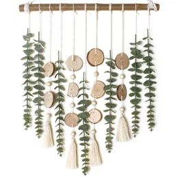 Decorative Flowers Artificial Eucalyptus Wall Decor Fake Greenery Leaves Stems Hanging Plants On Wooden Stick Boho Rustic Farmhouse