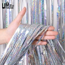 Party Decoration 2.5M Shiny Metallic Tinsel Foil Fringe Curtains Wedding Birthday Backdrop Event Streamers Colorful Bling Decor