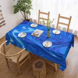 Table Cloth Abstract Lines Print Tablecloth Blue Marble Protector Rectangular Funny Events Christmas Party Design Cover