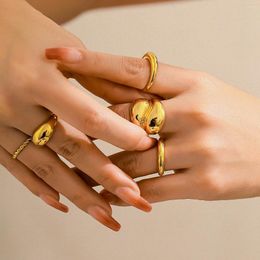 Cluster Rings Silver Gold Punk Geometric Ring Set For Women Hiphop Color Metal Knuckle Trend Jewelry