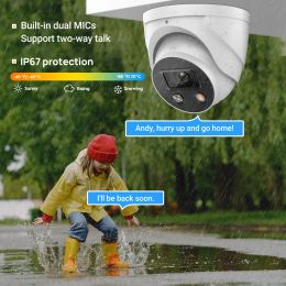 Vikylin 8MP 4K Outdoor IP Camera WizSense For Dahua IPC-HDW3849H-AS-PV-S4 Color Night Alarm Out Security Cam Mic Speaker SD 4PCS