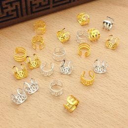 10Pcs 6x9mm Small Tiny Golden Silver Hair Rings Beads Openning Adjusted Metal Cuffs Tube Charms Dreadlock Hair Braid Styling