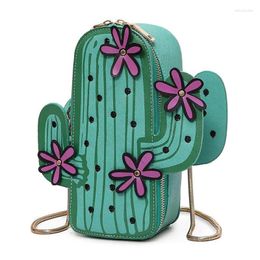 Shoulder Bags ASDS-Women Cactus Shape Pu Leather Mini Cross Body Bag Cute Purses Chain Bag(Green)