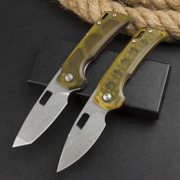 High Quality Tactical Folding Knife 14C28N Stone Wash Blade PEI Handle Outdoor Camping Ball Bearing Flipper Folding Knives