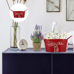 Vases Galvanised Oval Tub Heart-Shape Lock Iron Barrel Trellis Planters Flower Arrangement Container
