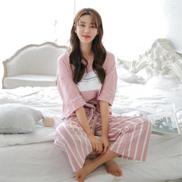 Home Clothing Dotfashion Big Size Letter Striped Pyjama Set Summer Ladies Casual Multicolor Round Neck Short Sleeve Nightwear M-32