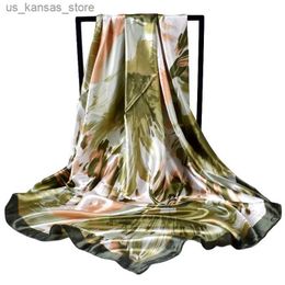 Scarves European and American fashion autumn and winter new 90 color imitation silk feather square scarves available in stock240409