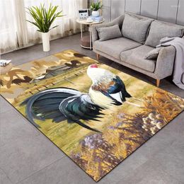 Carpets Farm Rooster 3D Printed Carpet Mat For Living Room Doormat Flannel Print Bedroom Non-slip Floor Rug 01