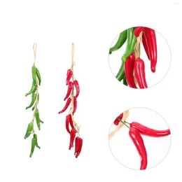 Decorative Flowers 2pcs Artificial Hanging Pepper String Simulation Lifelike Chilli Vegetable Vine