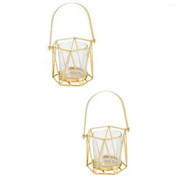 Candle Holders 2 Pc Glass Tea Light Holder Iron Tealight Fashioned Cage Placing Decoration Decorations Home