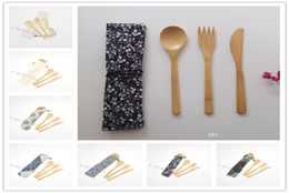 EcoFriendly Bamboo Cutlery Set Include Knife Fork Spoon With Cloth Bag Portable Flatware Student Tableware Set Travel Dinnerware 6870045