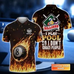 9 Ball Billiard And Beer Personalized 3D Printed Mens Polo Shirt Summer Street Casual POLO shirt Gift For Billiard Players WK27