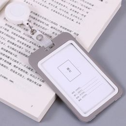Employee's Staff Work Card Cover Solid Colour Name Badge Credit ID Holder with Retractable Badge Reel Pass Bus Card Sleeve