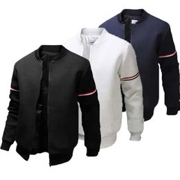 Mens Jacket Daily Fall Winter Windbreak Coat Webbing Stand Collar Regular Fit Active Long Sleeve Jackets Baseball Uniform 4XL 240321