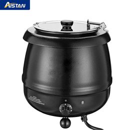 Commercial Grade Soup Kettle with Hinged Lid and Detachable Stainless Steel Insert Pot for Restaurant 10.5 Quarts, Black
