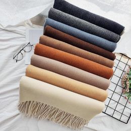 Blankets Thick Warm Winter Scarf Wrap Scarves Knitted Foulard Blanket Double Colour Long Tassel Plain Soft Neck
