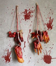 Broken Severed Bloody Foot Fake Scary Halloween Hanging Ornament Body Parts Party Horror Props Organ Decor Haunted House