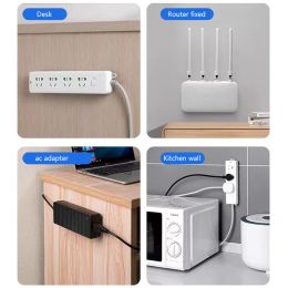 Wall-Mounted Power Strip Holder Punch-Free Plug Fixer Self-Adhesive Socket Fixer Cable Power Strip Holder Cable Wire Organizer