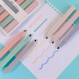 Lightweight Fluorescent Pen Soft Tip Smooth Writing Useful Portable 6-color Highlighter Marker Office Marking Pen