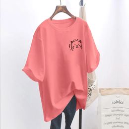 Summer Fashion O Neck Short Sleeve Plus Size Tshirt Women Cat Graphic Allmatch Tees Harajuku Oversized Casual Tops 240409