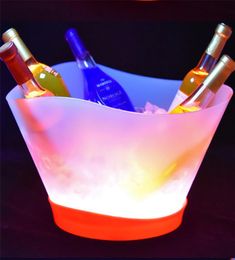 12L LED Rechargeable Ice Buckets 6 Colour Bars Nightclubs Light Up Champagne Wine Bottle Holders Beer whisky Cooler2184684