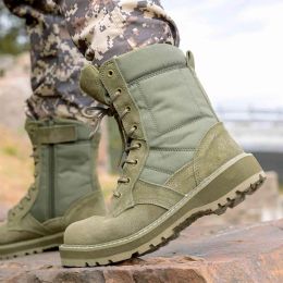 Boots Cow Suede Army Green Tactical Military Desert Beige Combat Boots for Men