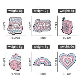 Trans Rights Are Human Rights Enamel Pin Custom Heart Love Transgender Brooches Lapel Collar Badge Jewelry Gift For Loves Friend