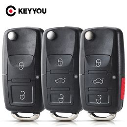 KEYYOU Folding Car Remote Flip Key Shell Case Fob For Volkswagen Vw Jetta Golf Passat Beetle Polo Bora 2/3 Buttons