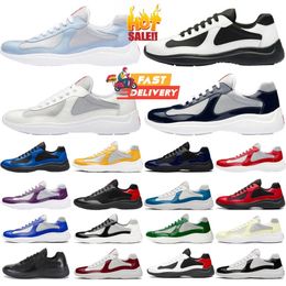 2024 New Luxury Designer Americas Cup Mens Casual Runner Women Sports Low Sneakers Shoes Men black Rubber Sole Fabric Patent Leather Wholesale Discount Trainer