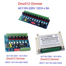 6CH 12CH DMX512 Decoder DMX AC110V-220V High voltage 50HZ 6/12 channels Dimmer board For Incandescent light bulbs Stage lights
