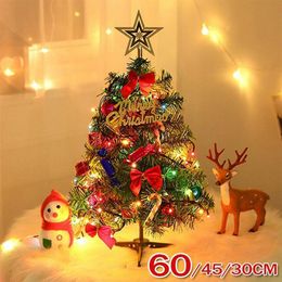 Small Artificial Christmas Tree with Ornaments Table Decorative Tree with LED Light Battery operated for Party Indoor Home Decor