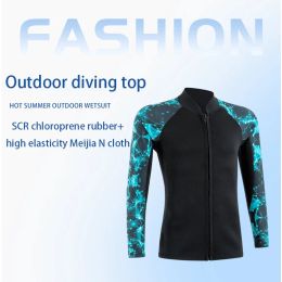 Suits New 2MM Neoprene Diving Top for Women's Cold Protection Warm Swimming Surfing, snorkeling Split Long Sleeve Diving Suit for Men