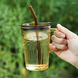 Wine Glasses Personal Gift Glass Water Cup With Lid And Straw Coffee Home Tea Brewing Office Drinking Milk Bubble Tumbler