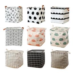 New Cube Folding Linen Fabric Storage Basket for Kids Clothes Storage Box Waterproof Laundry Basket for Bedroom Toys Organisers