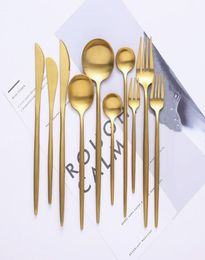 Wedding Dinnerware Gold Flatware Gold Cutlery Knife Fork Spoon Stainless Steel Tableware Silverware8065068