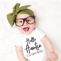 Hello Auntie I Can't Wait To Meet Baby Bodysuit Pregnancy Announcement Clothes One Piece Boy Girl Onesies Baby Shower Gift