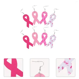 Storage Bottles Ribbon Pu Earrings Women Creative Female Breast Awareness Jewellery Pink Shape Novelty Dangle