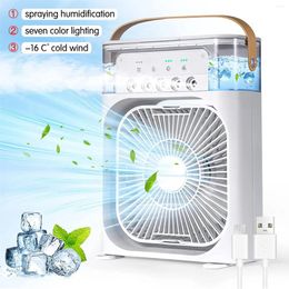 Decorative Figurines 3 In 1 Portable Fan Air Conditioner Humidifier Cooling USB Cooler LED Night Light Water Mist Humidification Fans