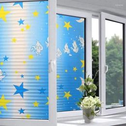Window Stickers Cartoon Star Moon Film On Glass Sticker Birds Opaque Kids Room Self-adhesive Privacy Home Decor 80 200cm