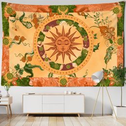 Tapestries Sun Face Mandala Tapestry Wall Hanging Boho Decor Covering Hippie Home
