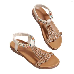 Sandals Womens Flats Comfortable N Beaded Sandal For Daily Wear Working Beach Shopping