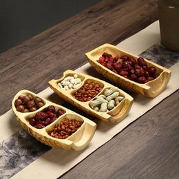 Plates Bamboo Dried Fruit Plate With Roots Japanese Candy Box Creative Desktop Snack Storage Divided Tea And Nut