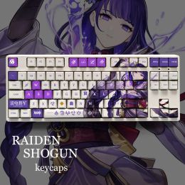 Accessories Genshin Impact Theme RAIDEN SHOGUN Pbt Material Keycaps 108 Keys Set for Mechanical Keyboard Oem Profile Only KeyCaps