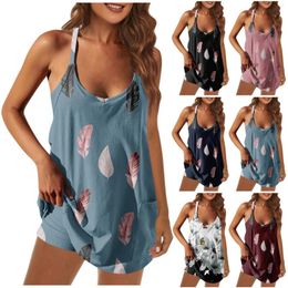 Casual Dresses For Women Vacation Feather Printed Square Neck Sleeveless Loose Stylish And Fashion Design Simple Dress Vestidos