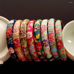 Bangle Ethnic Classic Gifts For Women Girl Cloisonne Enamel Handicraft Peony Accessories Jewellery Bracelet Bangles