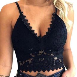 Crop Top Women Plus Size Lace Vest Summer Top Wireless Bra Lingerie Sexy VNeck Tank Top Tee Camisole feminino5318313